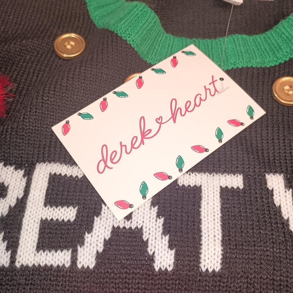 Christmas Sweater "Treat Your Elf" Ugly Sweater Sequins PomPom Bells NWT Size LG - Picture 9 of 10